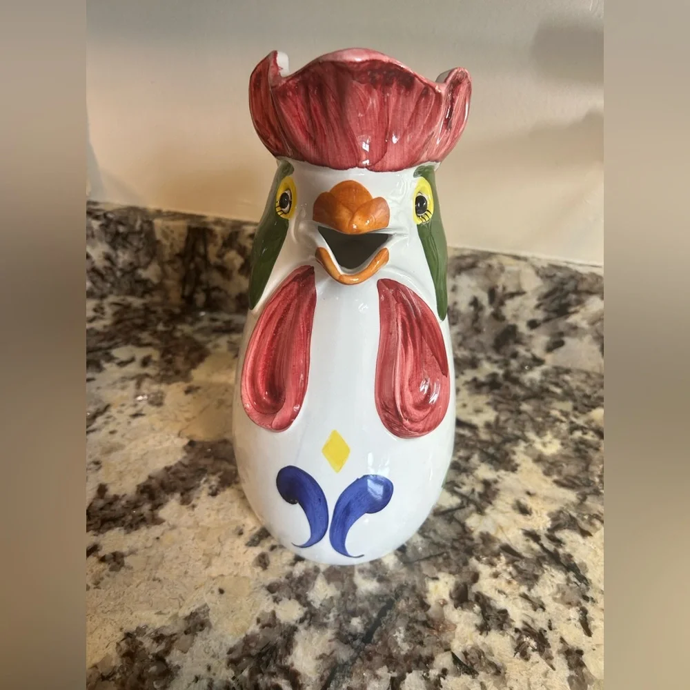 VINTAGE‎ Rooster Vase Cookie Jar Hand painted Ceramic farmhouse